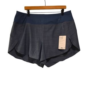 Athleta, NWT, Run With It Textured 3.5" Short, Dark Gray + Dark Turquoise, W 1X,